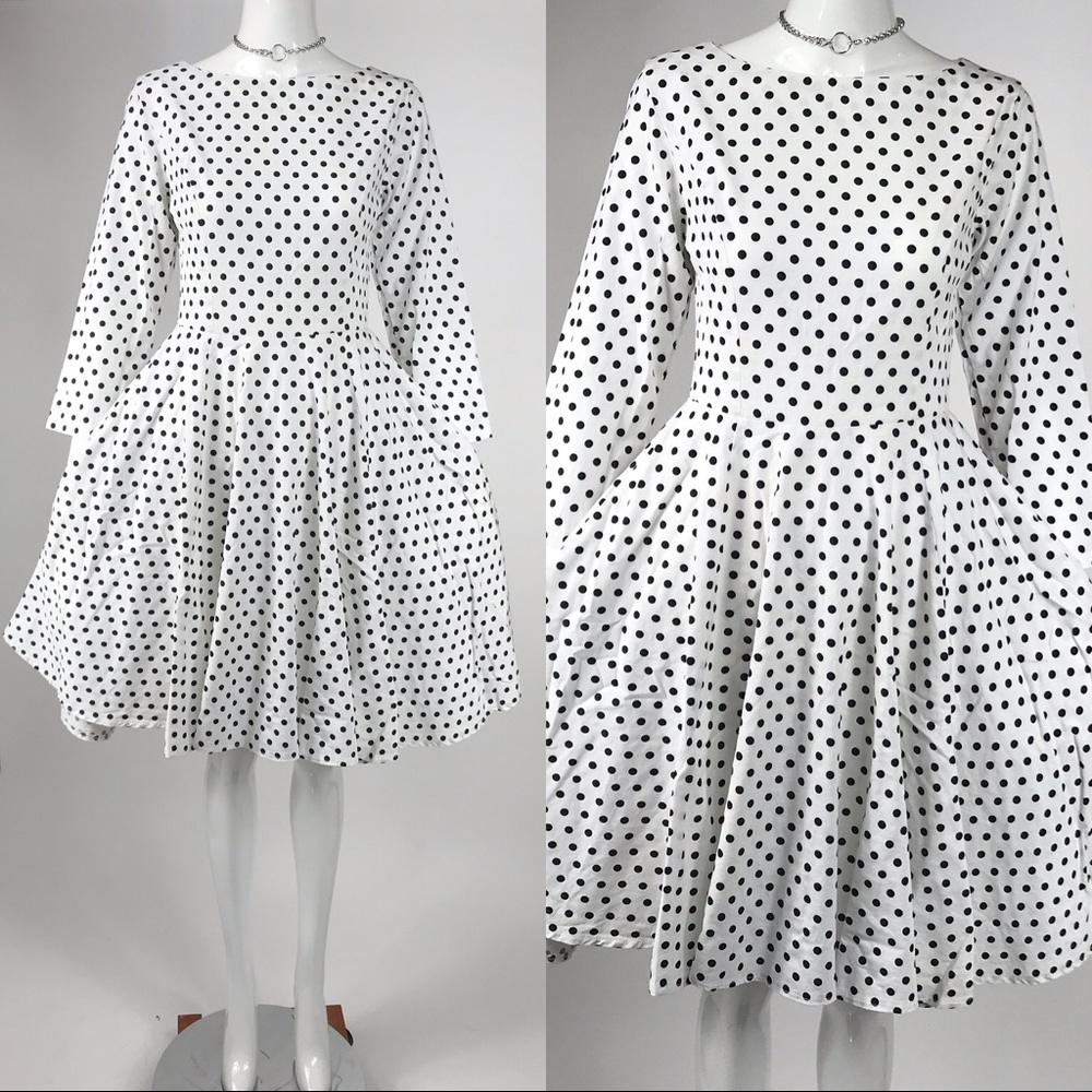 Vtg 50s rockabilly style polka dot day dress